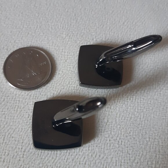 Cuff Links Gunmetal 3/4" Golden Yellow Lenticular 3D Mosaic Inlay - Picture 6 of 8